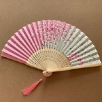 Cherry blossom design bamboo silk fan
