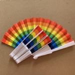 Rainbow design plastic fan